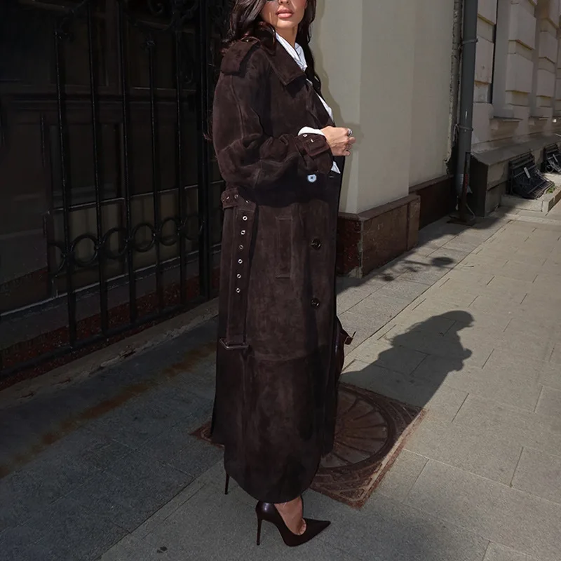 

Осень-зима женский однотонный длинный плащ универсального дизайна модная трендовая верхняя одежда классическая стильная куртка