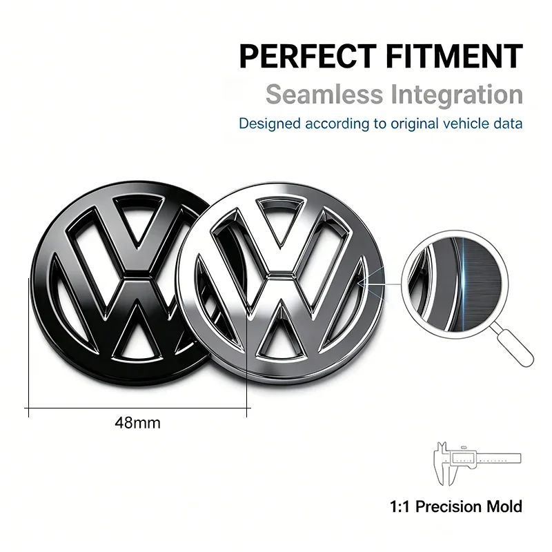 1 Stück ABS-Lenkradabdeckung mit Emblem-Aufkleber für VW Golf Amarok T5 Phaeton ID3 Tiguan T-Cross GTI – Detail 2
