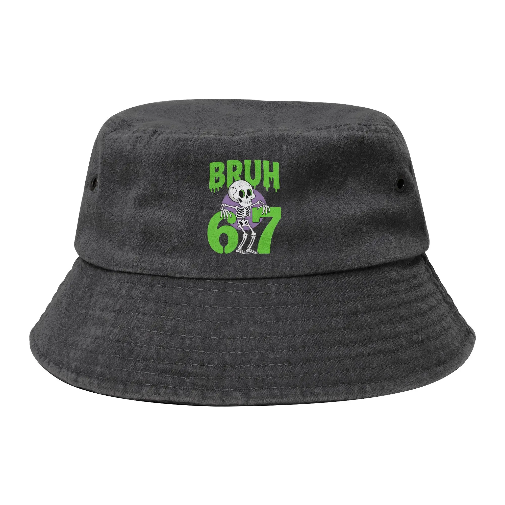 Picnic Bruh 67 Six Seven Bucket Hats Unisex Distressed Washed Sun Hat 6-7 Brainrot Meme Bob Fishing Caps