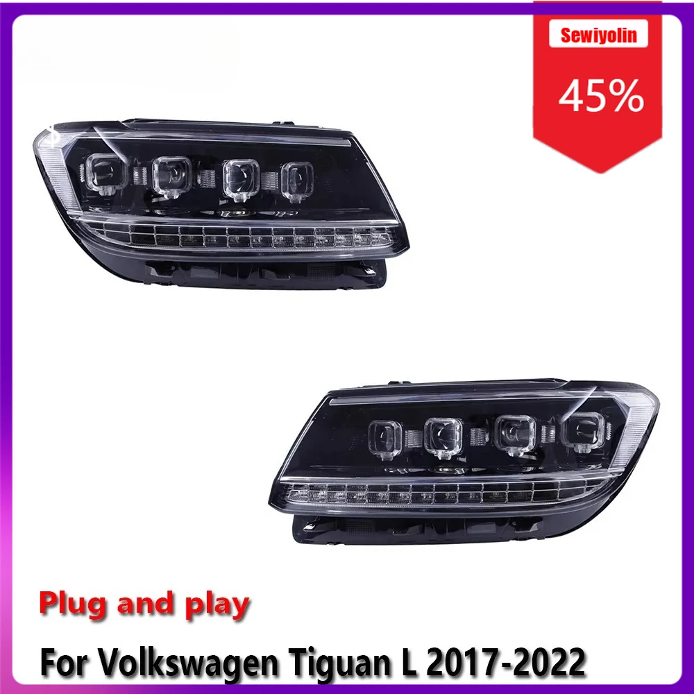

Sewiyolin автомобильные светодиодные фары в сборе для Volkswagen Tiguan L 2017-2022, противотуманные фары DRL, стоп-сигналы поворота, Plug and Play
