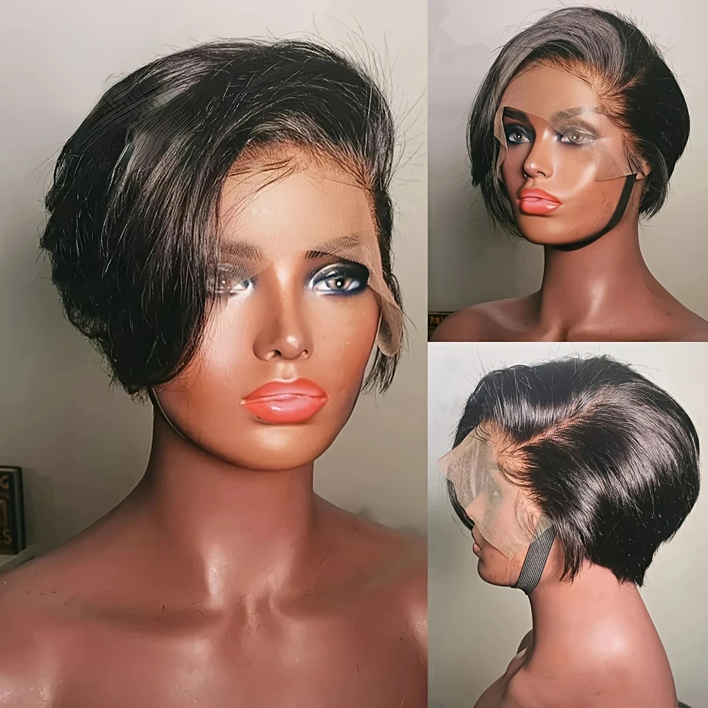 

Short Pixie Cut Bob Wig Pixi Transparent 13X4 Lace Frontal Wavy Human Hair Wigs For Women Highlight Lace Wig PrePlucked Hairline