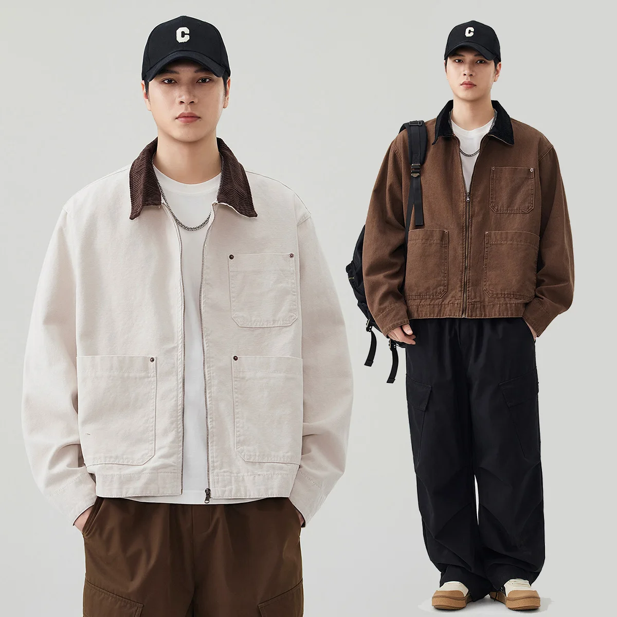 

Цветная джинсовая куртка на пуговицах, мужская японская уличная одежда, модное свободное повседневное винтажное джинсовое пальто-карго, пальто Cityboy на весну и осень