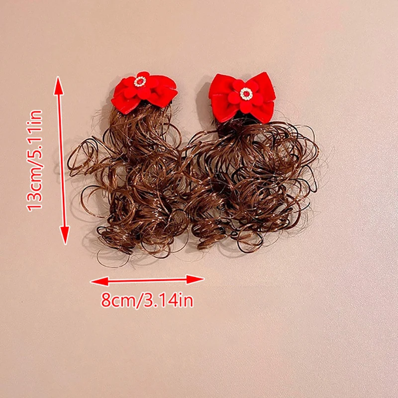 Chinese Style Bowknot Wig Hair Clip Girl New Year Ancient Style Children Hair Clip Hanfu Headdress Hair Accessories