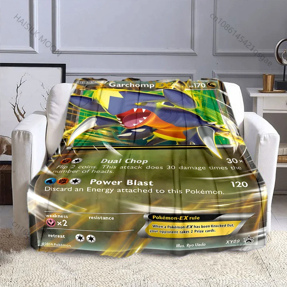 Pokémon Game Card Garchomp Print Blanket Adult Children Warm Blankets Home Travel Car Soft and Comfortable Blanket for Gifts