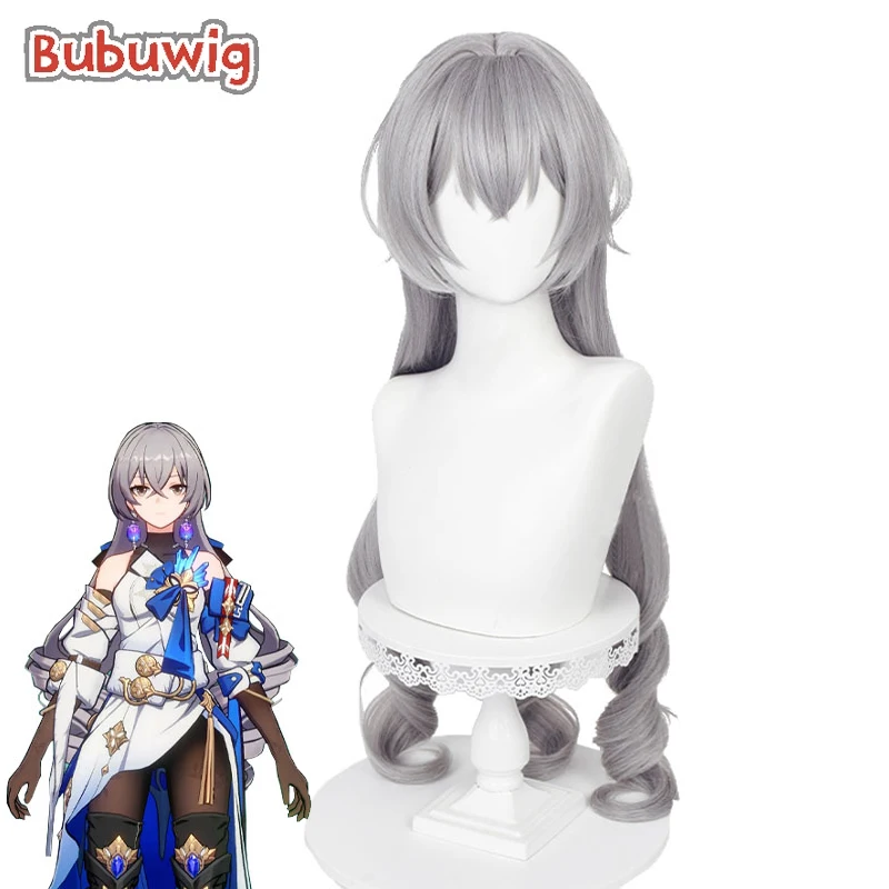 Bubuwig Synthetic Hair Bronya Cosplay Wigs Game Honkai: Star Rail Bronya 95cm Women Long Curly Gray Party Wig Heat Resistant