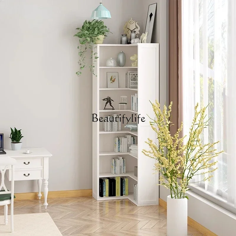 

09Z.**Solid wood corner bookshelf locker household wall living room floor corner multi-layer storage locker