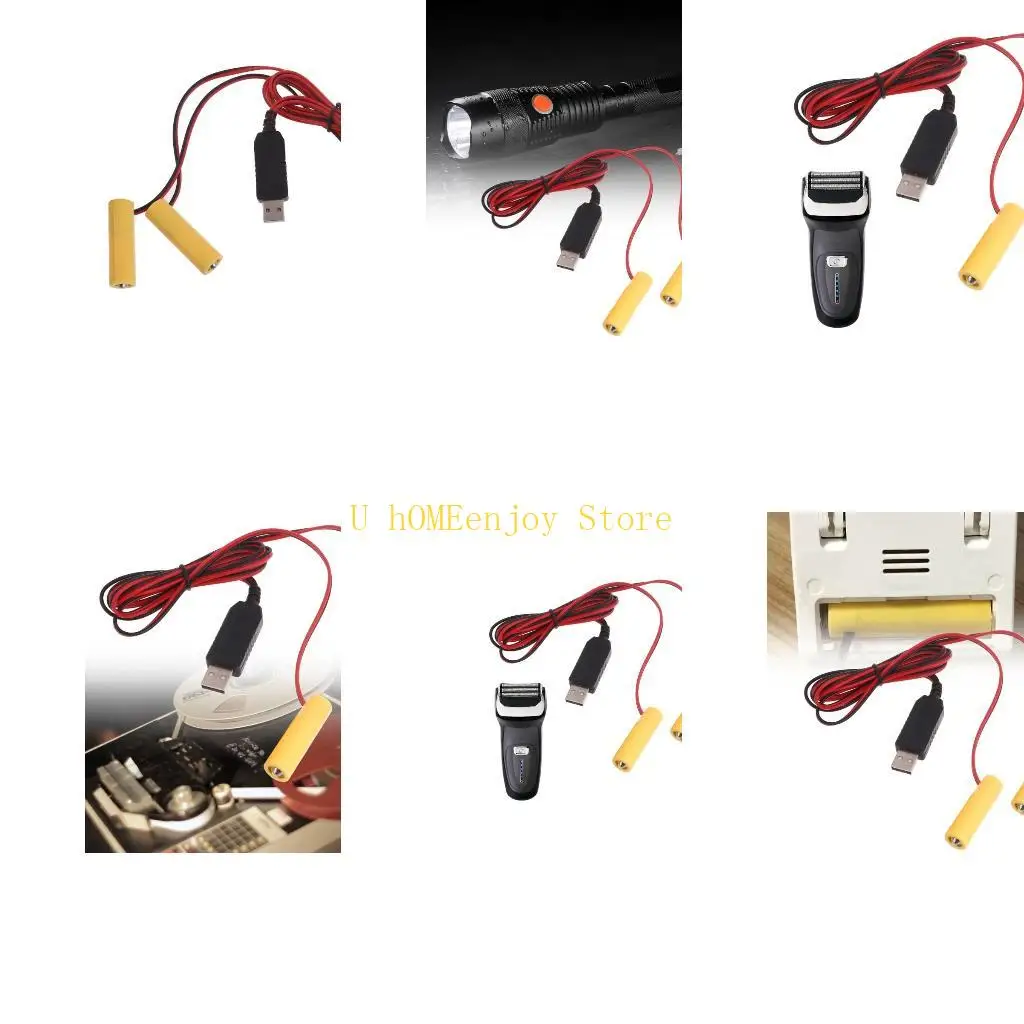 B0KF 2in1 AA Battery Eliminators USB Power Supply Replace 1.5V LR6 AA Batteries for Clock Toy Camera Christmas Strips Light