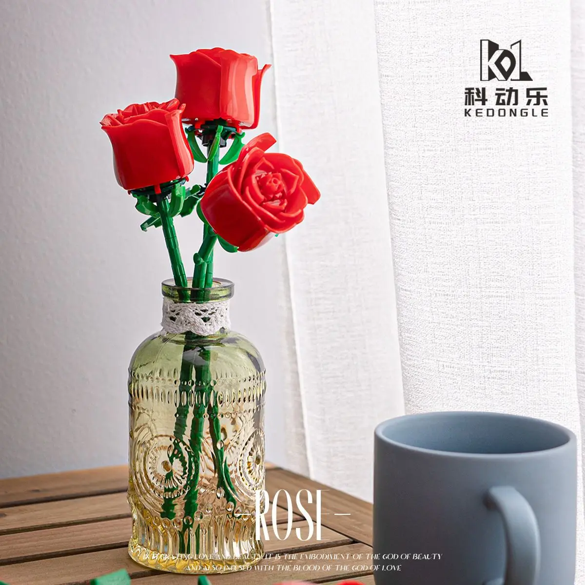 Eternal Building Rose Couple 3D Red/Pink/Blue Rose Toys Bouquet Love Home Decoration Mother\'s Day Valentine\'s Day Birthday Gift