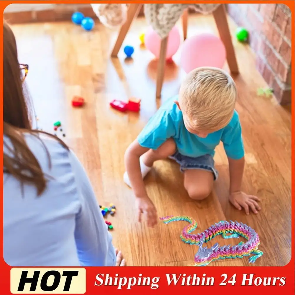 

2Pcs 3D Printed Movable Dragon Ornament Multi-Purpose Colored Desktop Dragon Ornament Conjoined Dragon Ornaments Gift for Friend