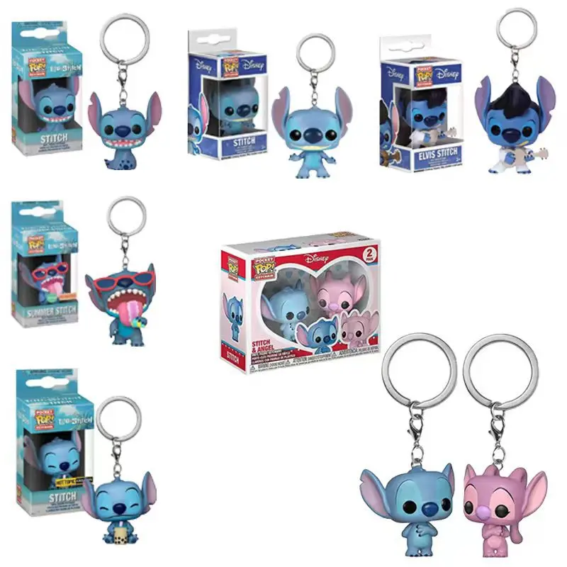 FUNKO POP-llavero de Stitch & Angel para niños, juguete de figuras de vinilo perfumadas, juguetes Pop de bolsillo, 2 paquetes