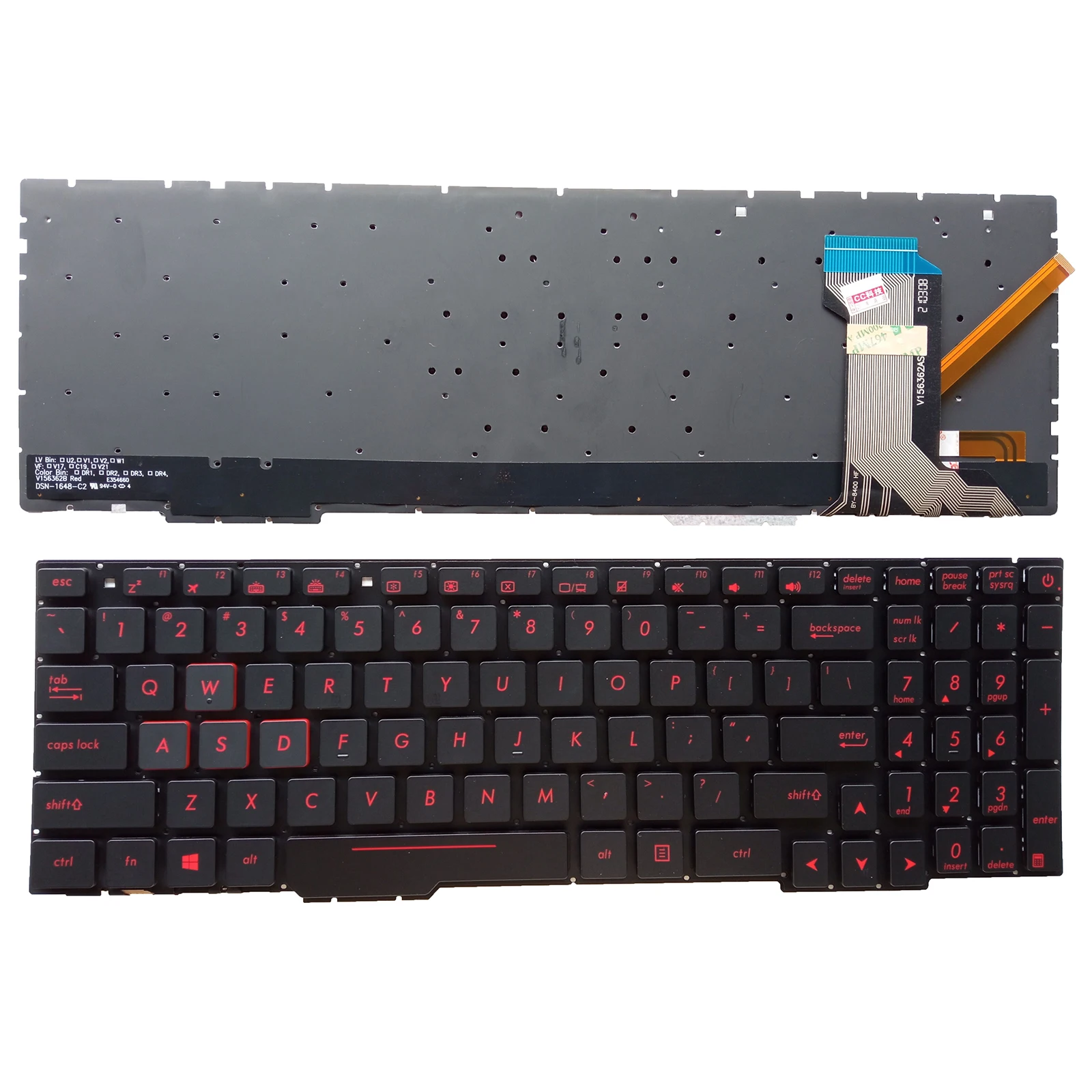 US Laptop Keyboard for ASUS ROG Strix GL553VD GL553VE GL753VD GL753VE GL753VW 0kn1-0b5us11 no pointer with backlight RED