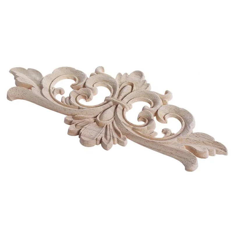 1Pc Classic Wood Carved Corner Applique Frame Unique Natural Floral Wood Carved Vintages Furniture Frame Walls Doors Craft Decor