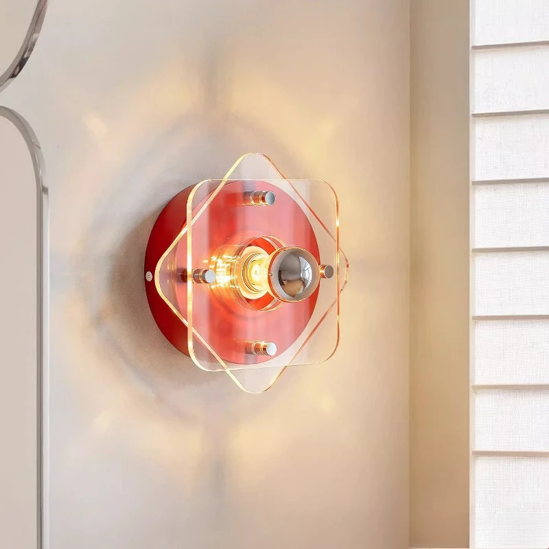 

Creative Wall Lamp Living Room Background Bedroom Bedside Light Entrance Hallway Vintage Bauhaus Corridor Red Lighting Fixture