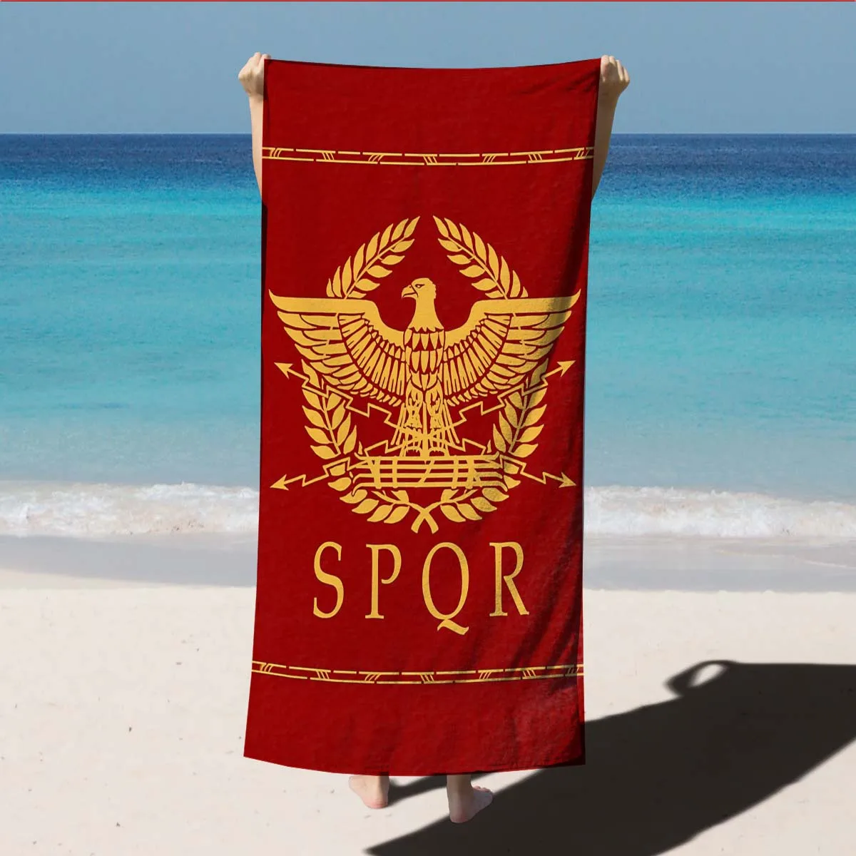 Golden eagle top olive branch arrow beach towel, super absorbent quick-drying swimming towel, soft and lovely pool bath towel