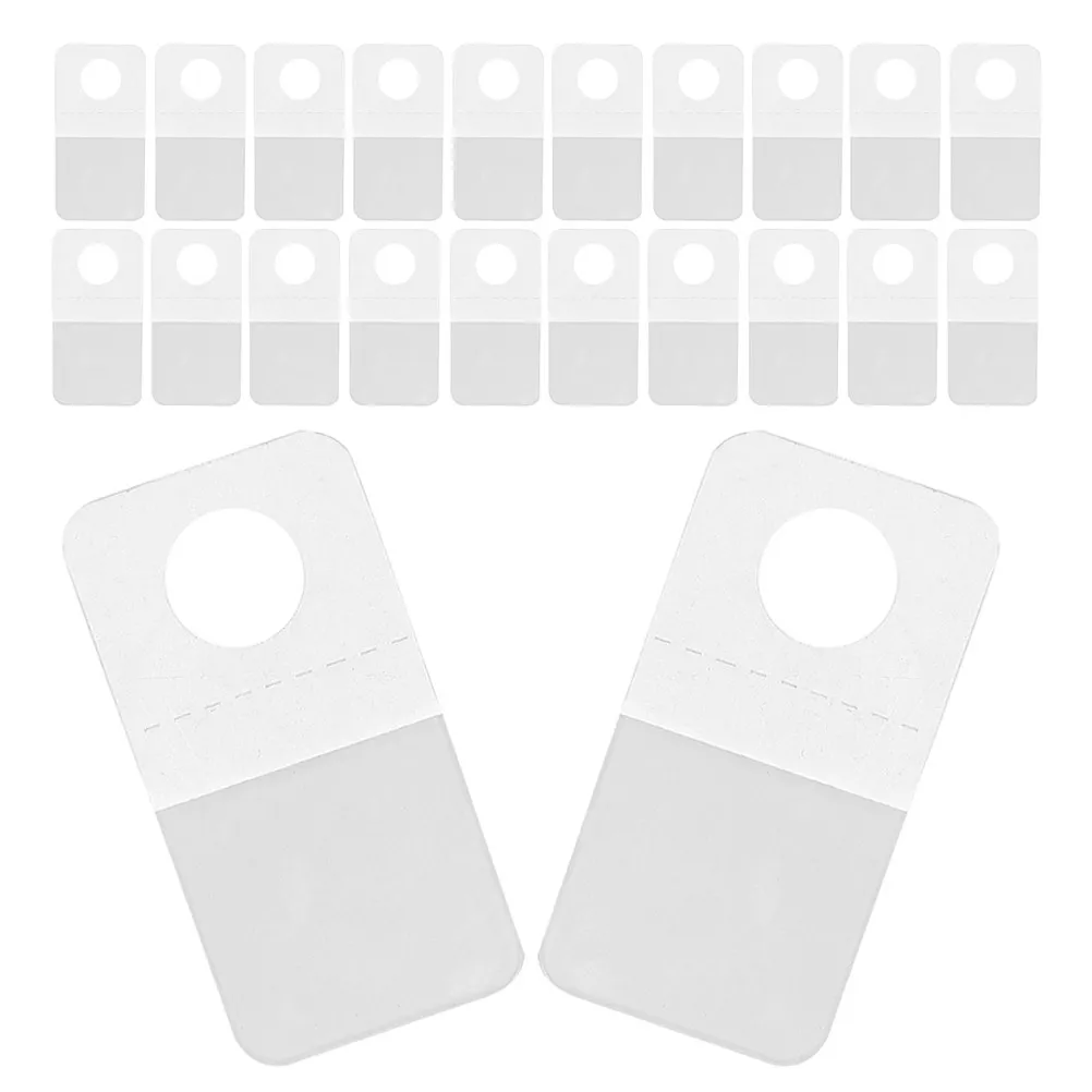 100Pcs Small Clear Plastic Adhesive Hanging Tabs Round Hole Design for Display Storage Hanging Lightweight Items Retail Business