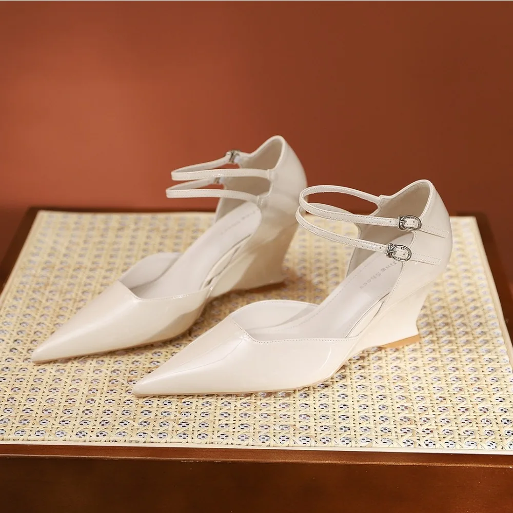 High Heeled Shoes for Women 2026 Summer New Pointed Toe Sloping Heel Shallow Mouth Height Increase Soft Sole Women's Pumps