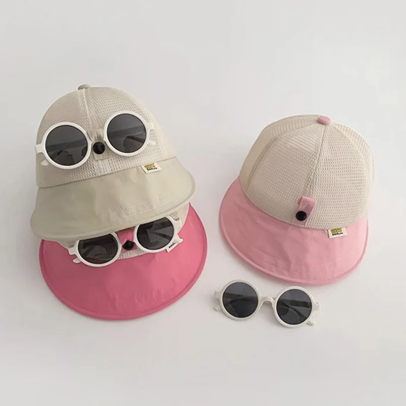 

Baby Summer Hat Sunglasses Set Mesh Kids Sun Hats for Girls Boys Beach Travel Toddler Baseball Cap Infant Accessories 8M-3Y