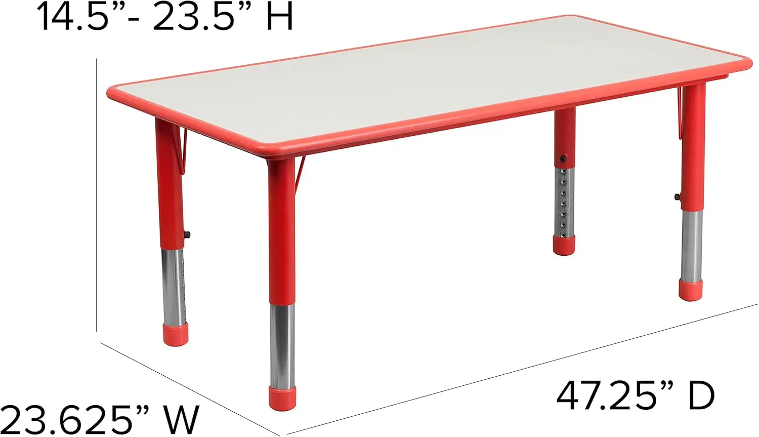 Mesa de actividades ajustable para el aula Emmy con 6 sillas apilables, mesa de actividades rectangular de plástico para niños