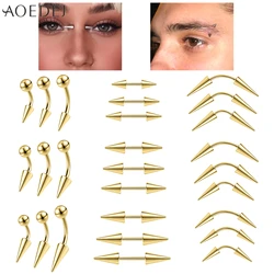 AOEDEJ 9pcs/Lot 16G Stainless Steel Eyebrow Stud 6/8/10MM Eyebrow Piercing Gold Color Cone Nose Helix Cartilage Piercing Jewelry