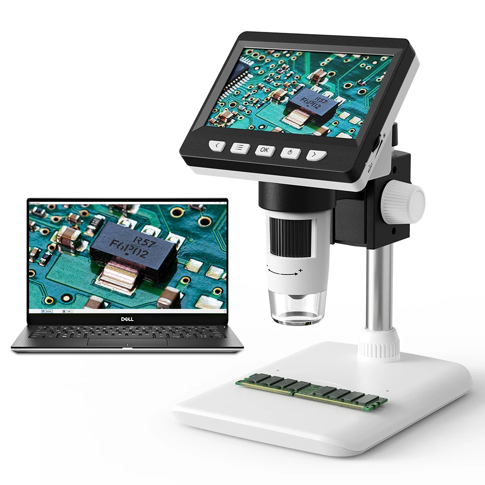 

China Factory 307-C ODM Electronic Microscope 8LED Light 4.3Inch IPS Screen 2MP 4.3Inch Screen Compatible 1000X Digital Zoom