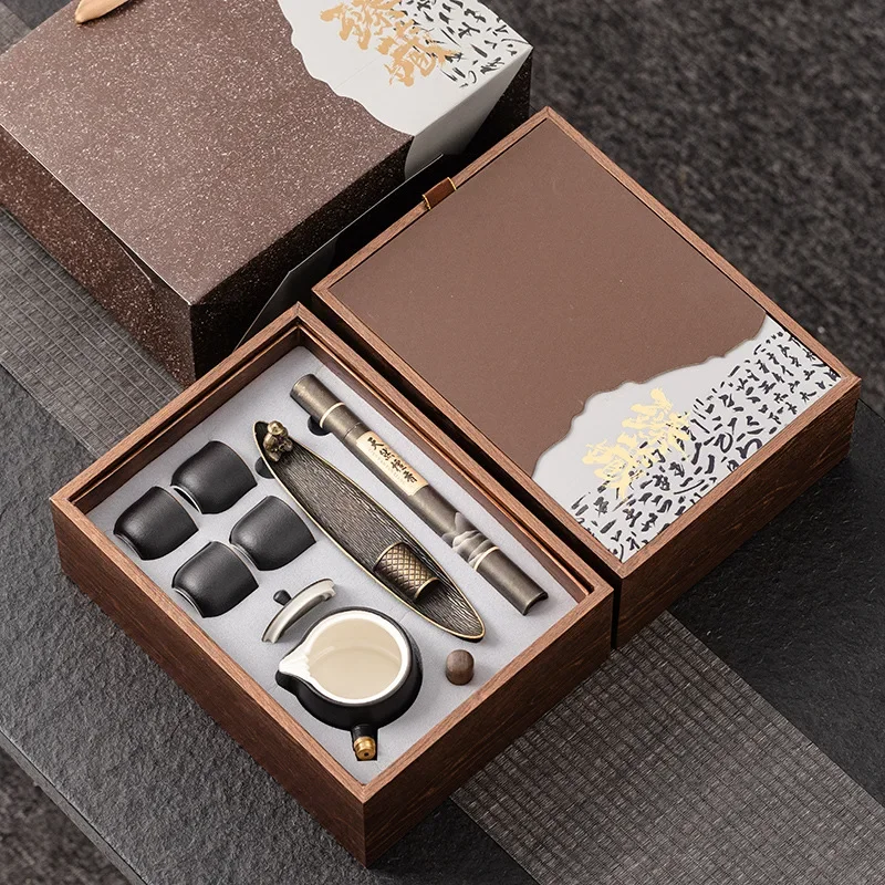 Ceramic Road Treasure Tea Set, Complete Business Line Fragrance, Lonely Boat Fragrant Road Set, Gift Box