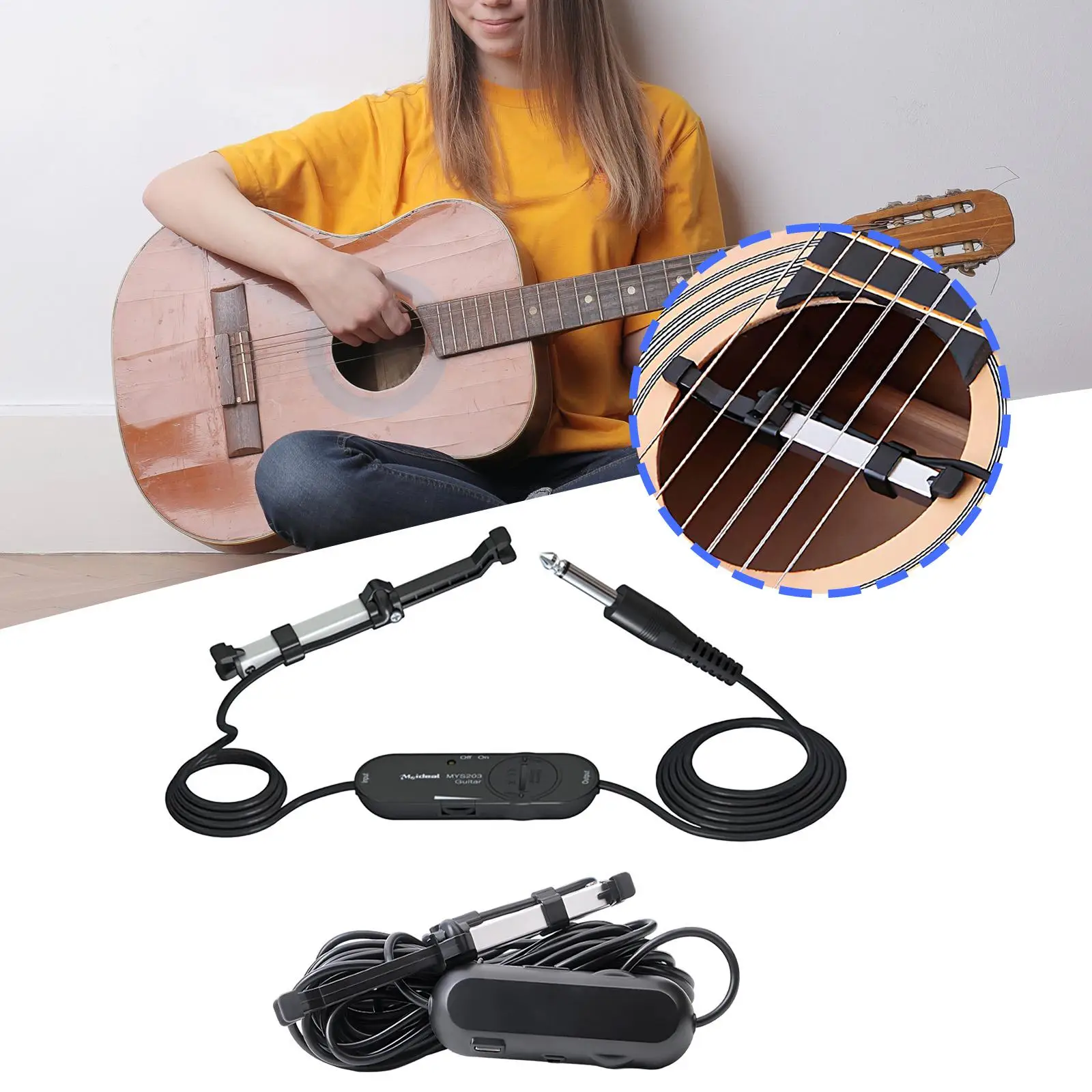 

Acoustic Guitar Pickup Clear Sound Easy to Use Versatile ABS Material Instrument Part for Musicians Gift