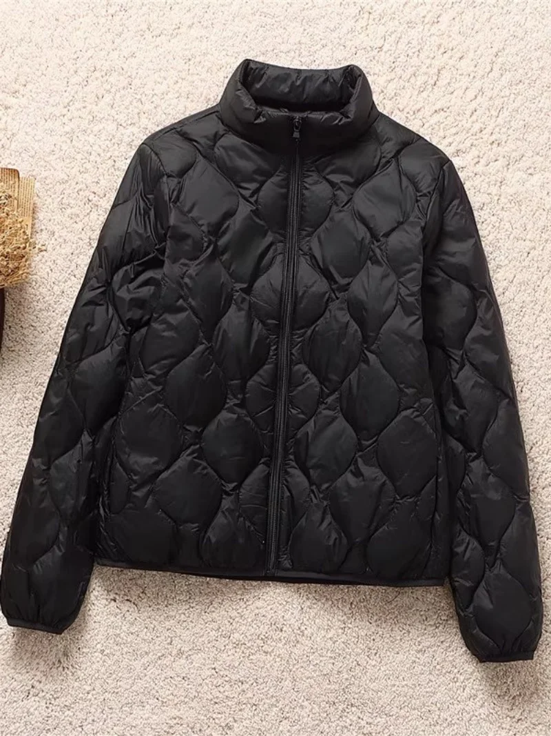2026 Spring Autumn Lightweight Cotton Jacket For Women, Short Style Standing Collar Versatile Zipper Coat w1631