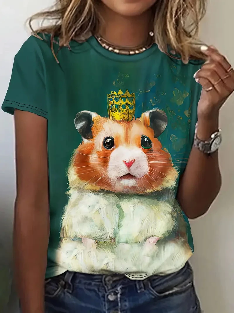 New Lovely Hamster Graphic T Shirt For Men Women Kawaii Cartoon Animal 3D Print Tees Summer O-Neck Short Sleeve Kids T-shirts