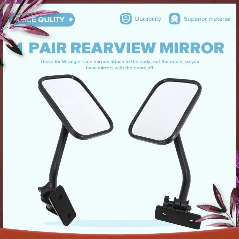 

Durable Doors Off Mirrors For Jeep Wrangler Tj, Jk, Lj Quick Release Side Mirrors Black 2Pack
