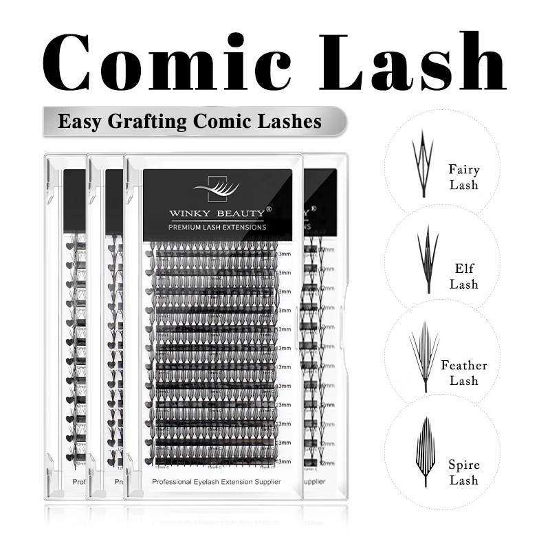Winky Beauty Premade Narrow Spire Fairy Wings Eyelash Anime Effect Soft Plume Fluttering Eyelash Extensions