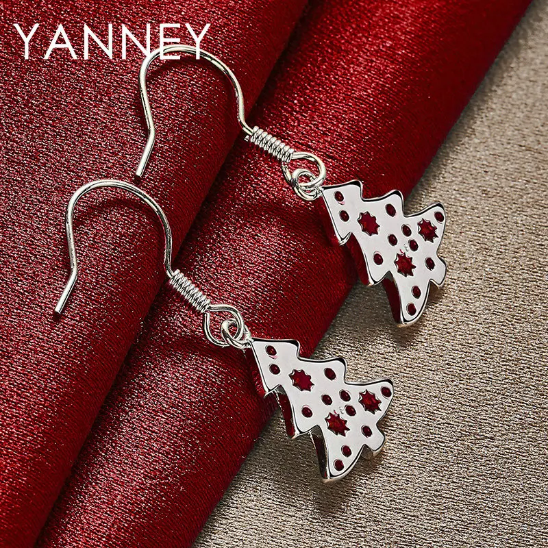 2024 New 925 Sterling Silver 28MM Fine Christmas Tree Earrings For Fashion Women Girlfriends Gifts Wedding JewelryAccessories