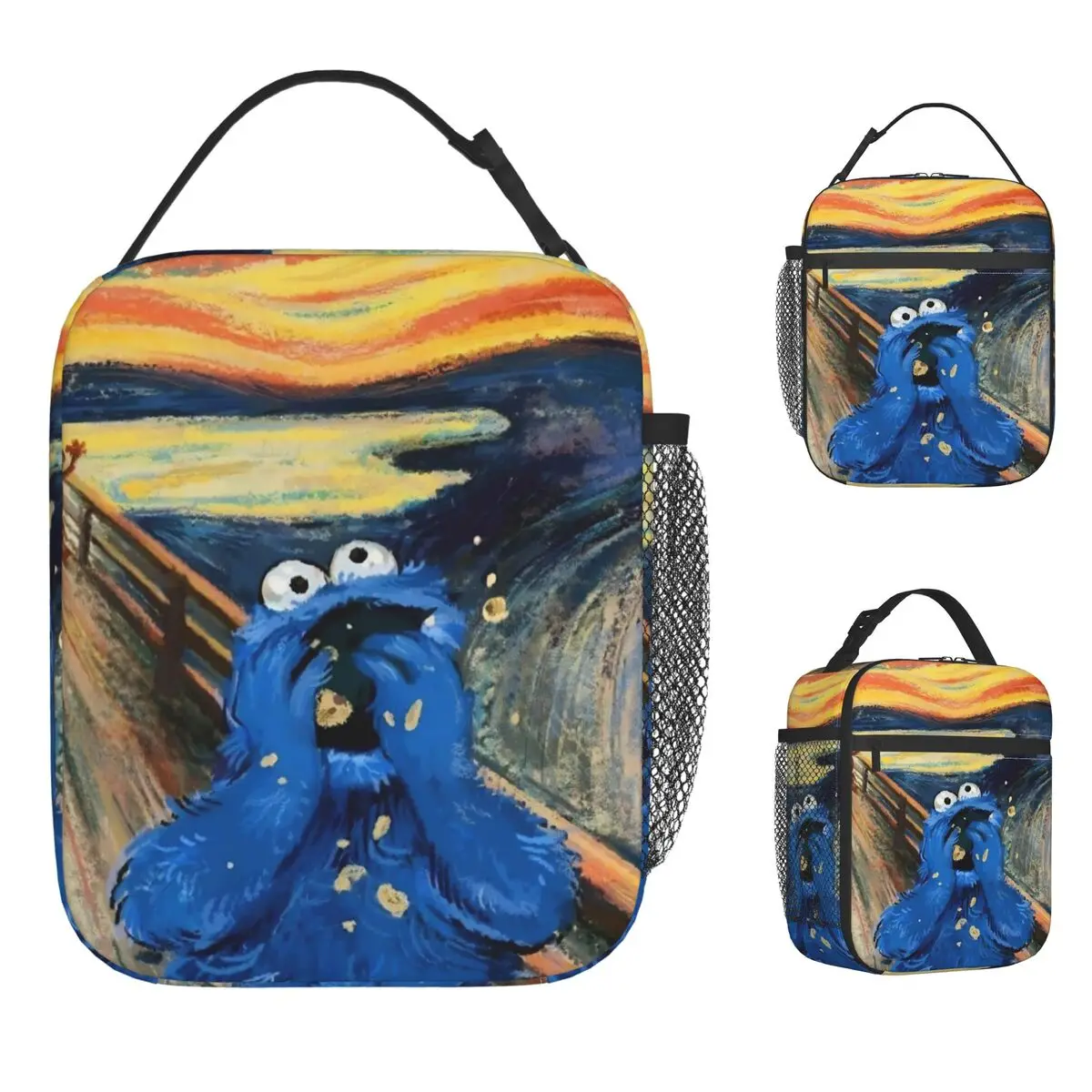 Cookie Monsters Lunch Bag Fun Lunch Box For Women School Portable Cooler Bag Oxford Designer Tote Food Bags