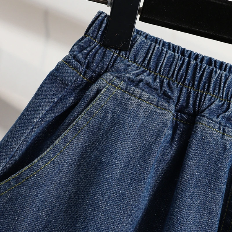 Qiukichonson 5XL Oversize Denim Shorts Women 2023 Spring Summer High Waisted Cute Soft Girl Frilly Wide Leg  Jeans Shorts Loose