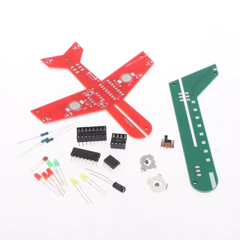 

1Set Flashing LED PCB DIY Electronic Kit Small Airplane CD4017 Flow Lamp Welding Practice Electronic Science Assembly Kit