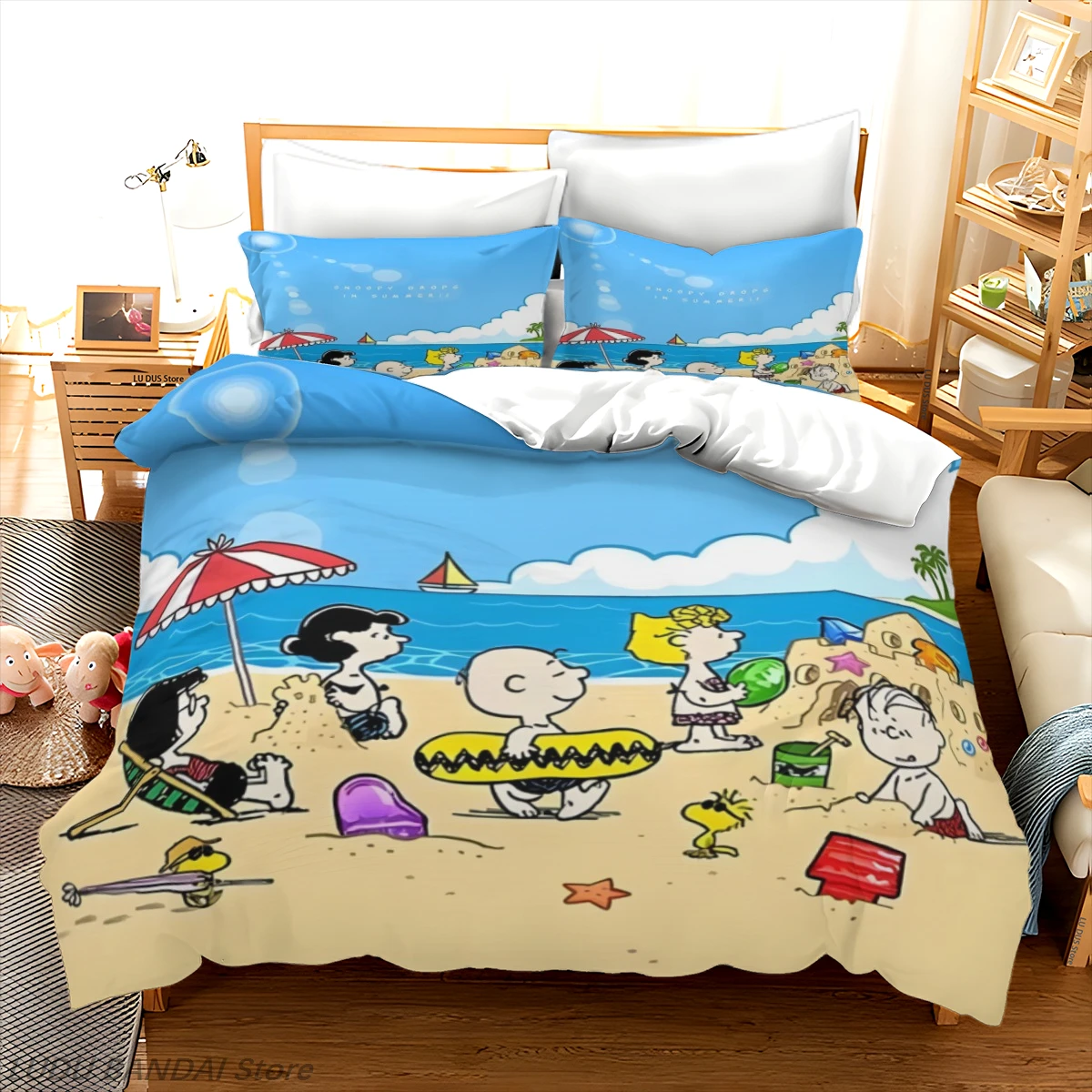 

Anime Snoopy Bedding Set Cartoon Children Bedroom Quilt Cover Boy Girl Bedclothes Single Double King Snoopy Duvet Cover Gift