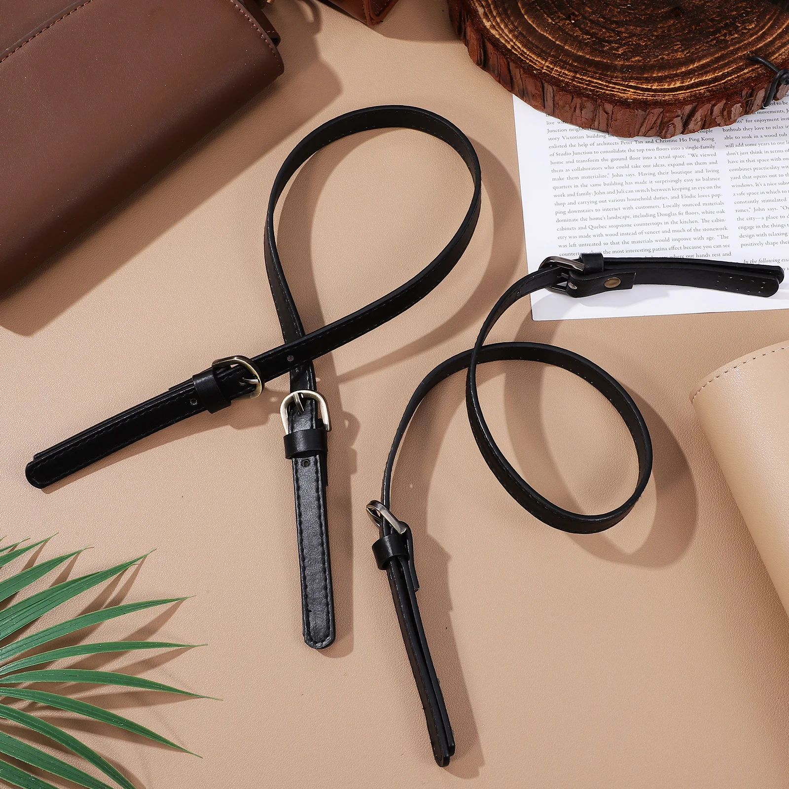 

2Pcs Bag Straps Adjustable Buckle Design Wide Shoulder Tote Handbag Strap Replacement PU Material Stylish Minimalist