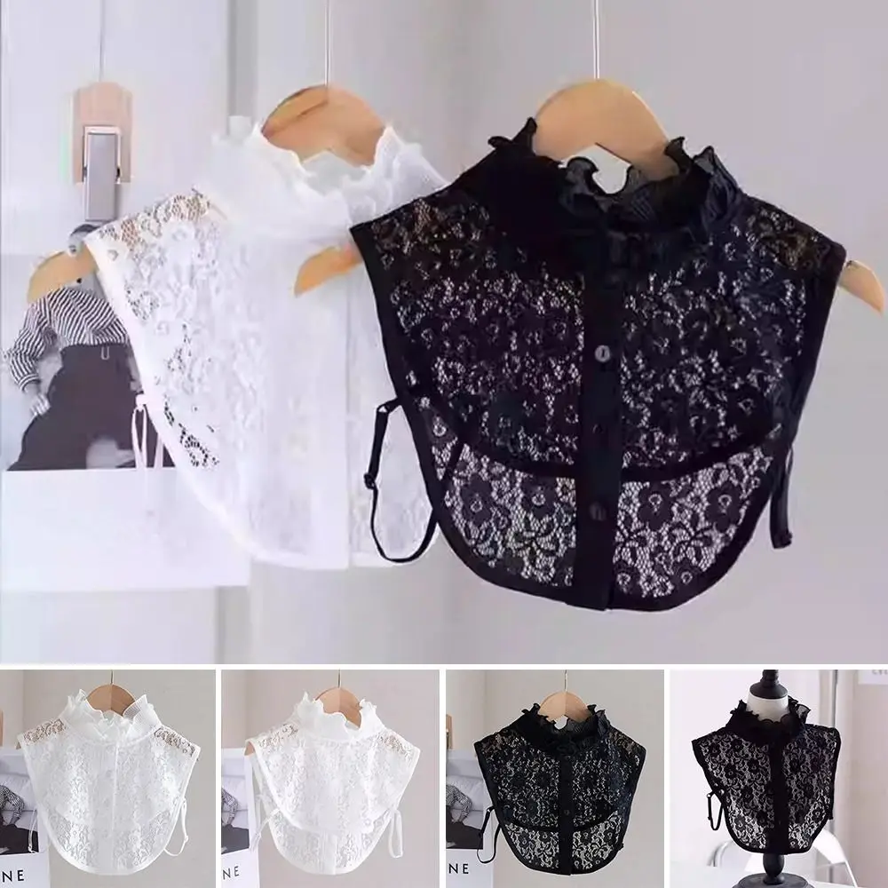 

New Fashion Detachable Fake Collar White Black Adjustable False Collar Lace Shawl Wrap Women Girls