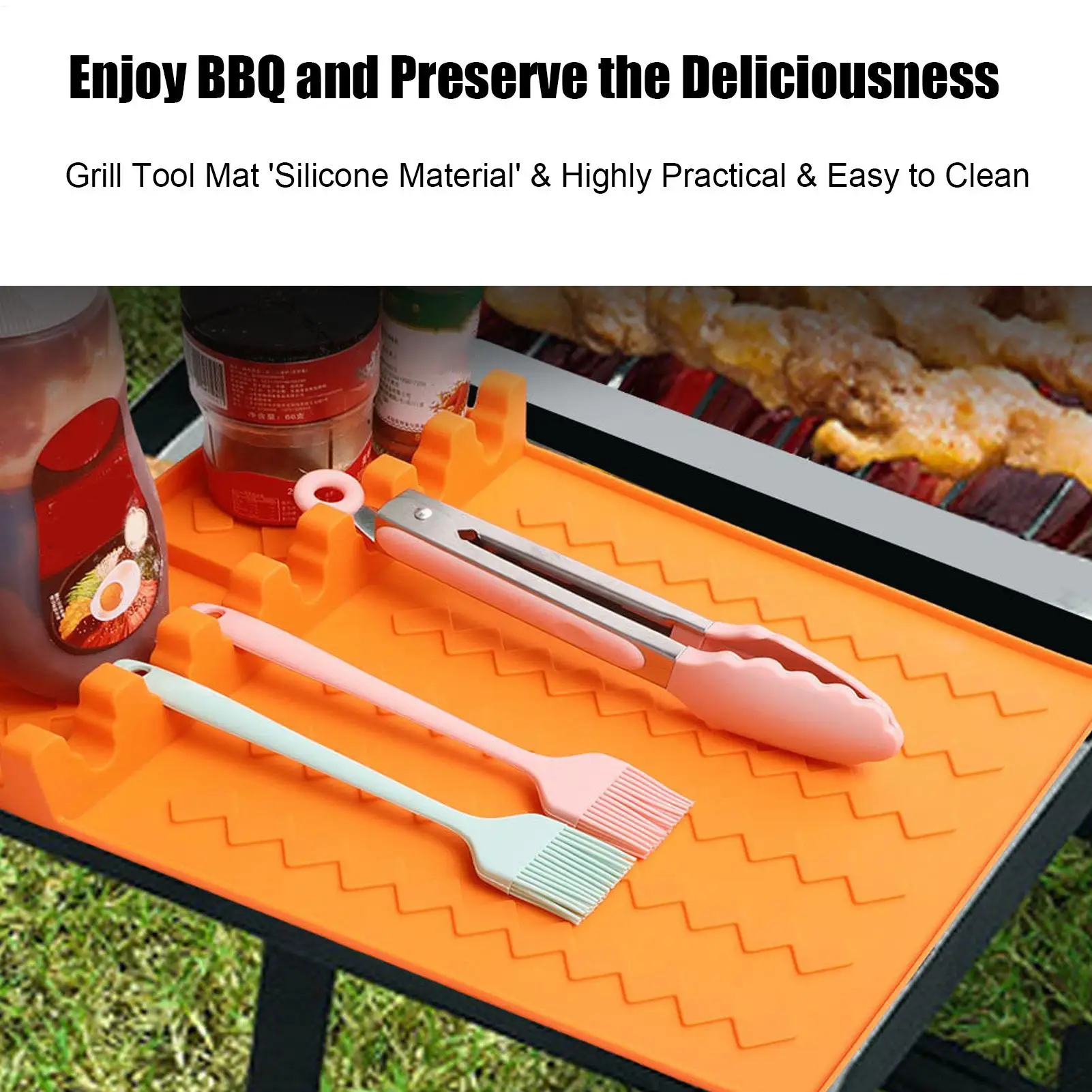 Silicone Grill Mat Tools Pad Side Shelf BBQ Griddle Tools Mat for Kitchen Countertop Griddle Home Cooking Grilling