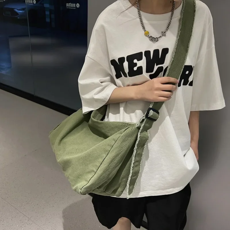 Women\'s Casual Messenger Bags 2024 Vintage Handbag Canvas Teenager Shoulder Tote Bags Man Solid Color Handbag Crossbody Handbags