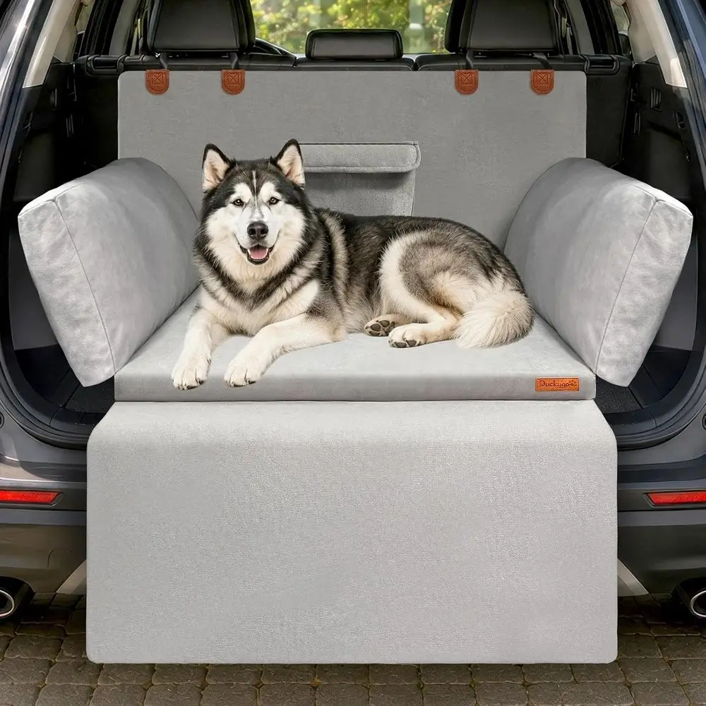 Medium Waterproof Orthopedic Dog Bed with Bolster for SUVs and Trucks, 25x30 inches