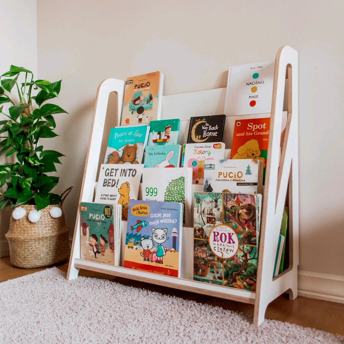 &c Montessori Plywood Bookshelf Children Racks Student Storage Shelf Simple Bookshelf Floor Kindergarten Front Facing Bookshelf