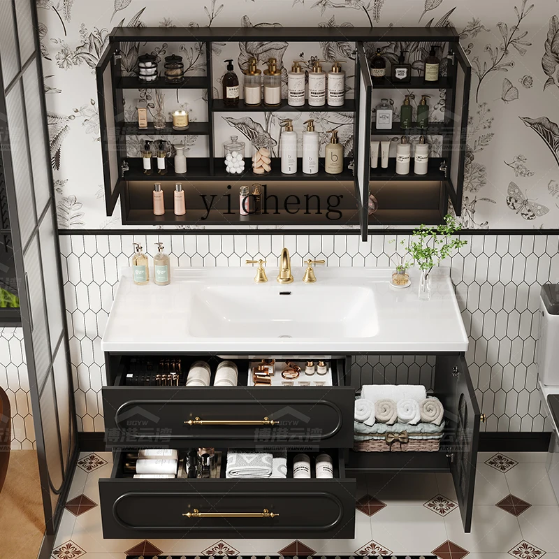 

bathroom cabinet combination ceramic integrated basin bathroom cabinet Corian washbasin cabinet