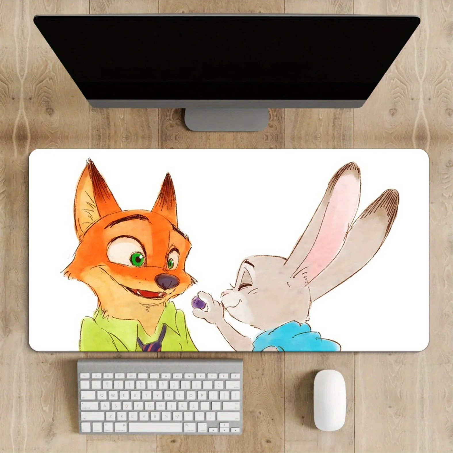 ディズニー ズートピア 公式 ジュディ・ホップス＆ニック・ワイルド マウスパッド - 滑り止めラバーベース、防水大型マウスパッド/デスクマット（PC用、Ga）