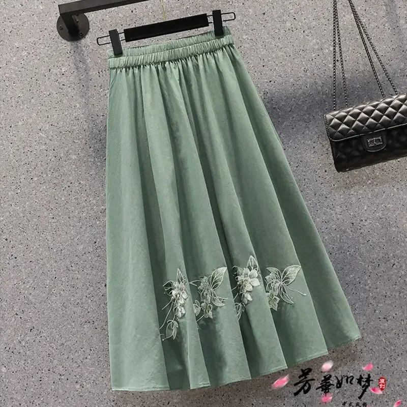 Farfalla estiva da donna oversize dolce abito cinese ricamato Top Suit Hanfu camicetta gonna in due pezzi Set di grandi dimensioni