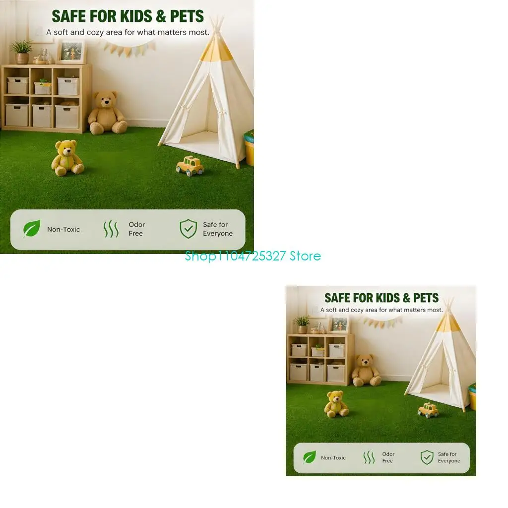 D8KF Artificial Grass Panel Set of 4, About 30 Faux Lawn Pieces for Home Display, Garden Styling, Table Scenes and Creative