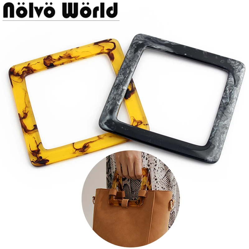 4-10-50PCS 12.5cm Yellow,Black Square Shape Luxury Resin Bags Handles For Replacement Purse Frame Wristband Handbags Accessories