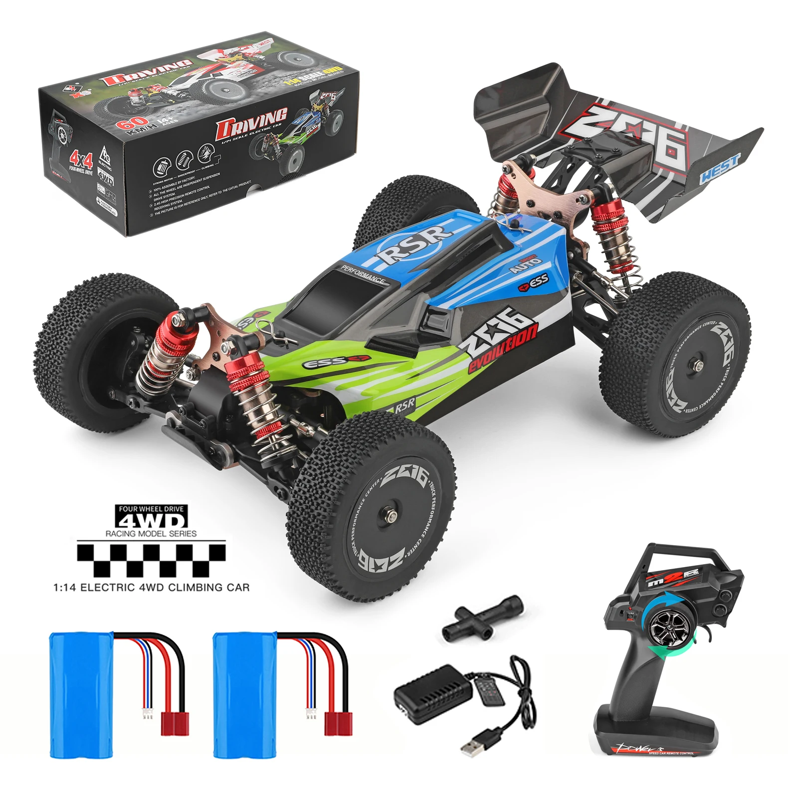 سيارة سباق WLtoys 144001 RC، سيارة تحكم عن بعد عالية السرعة بمقياس 1: 14، 60 كم/ساعة، مناسبة للاستخدام الخارجي والهدايا #2