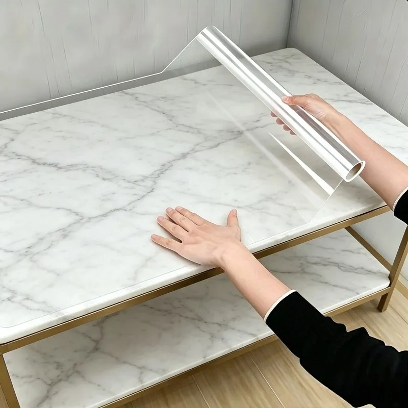 Large-Sized Half-Roll Transparent PVC Anti-Oil Film Electrostatic Adhesive for Cabinets Walls Countertops Wooden Surfaces