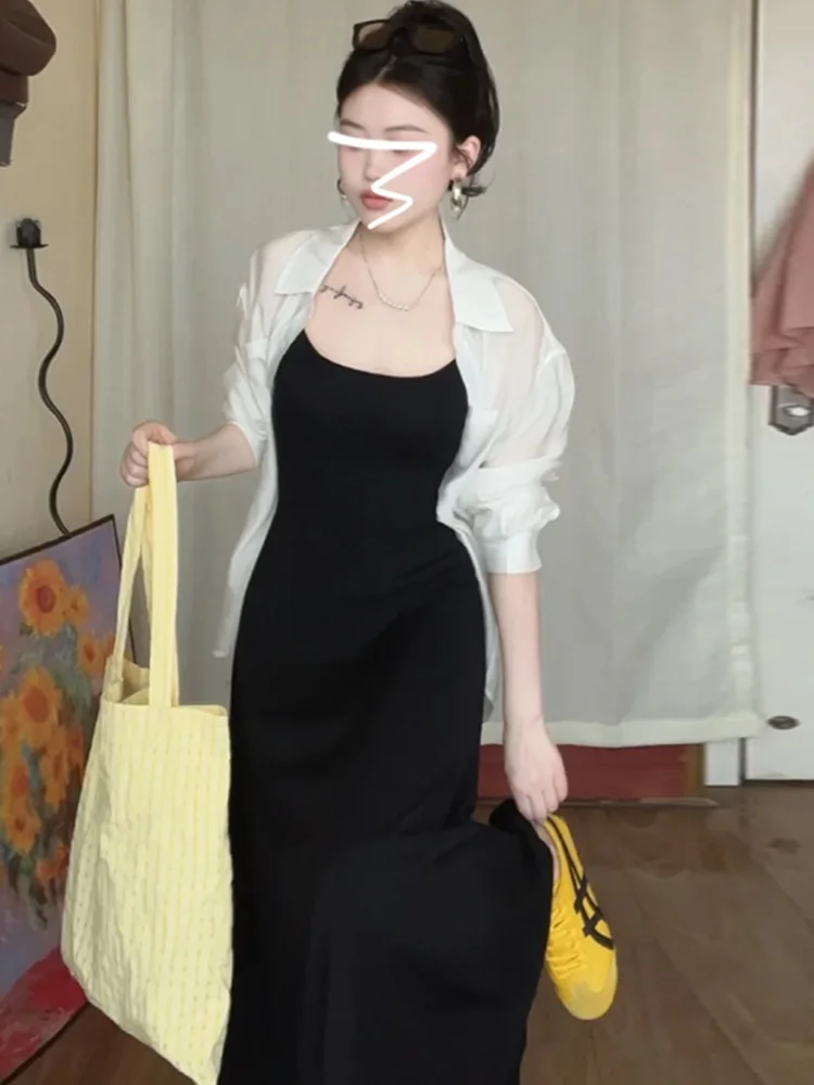 

Элегантный комплект Ele Bla Strapl Dr для женщин: новая коллекция ранней весны 2026 года, красивый комплект с длинной юбкой, приталенный крой