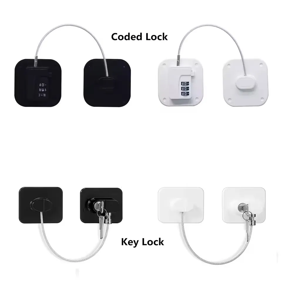 1PC Baby Safety Refrigerator Lock with Keys Coded Lock Infant Security Cabinet Locks Sliding Closet Door Locks Black and White